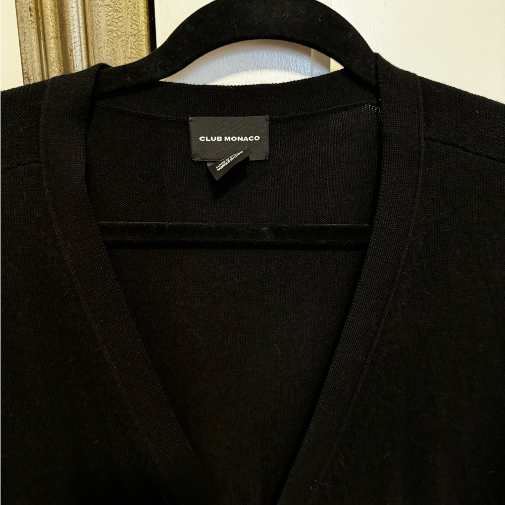Men’s Club Monaco 100% Wool Cardigan - WORN ONCE - BLACK